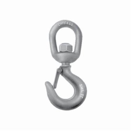 Chicago Hardware Safety Swivel Hook, 1 Ton, Swivel Attachment, Drop Forged Steel, Hot Galvanized, 21910 5 21910 5
